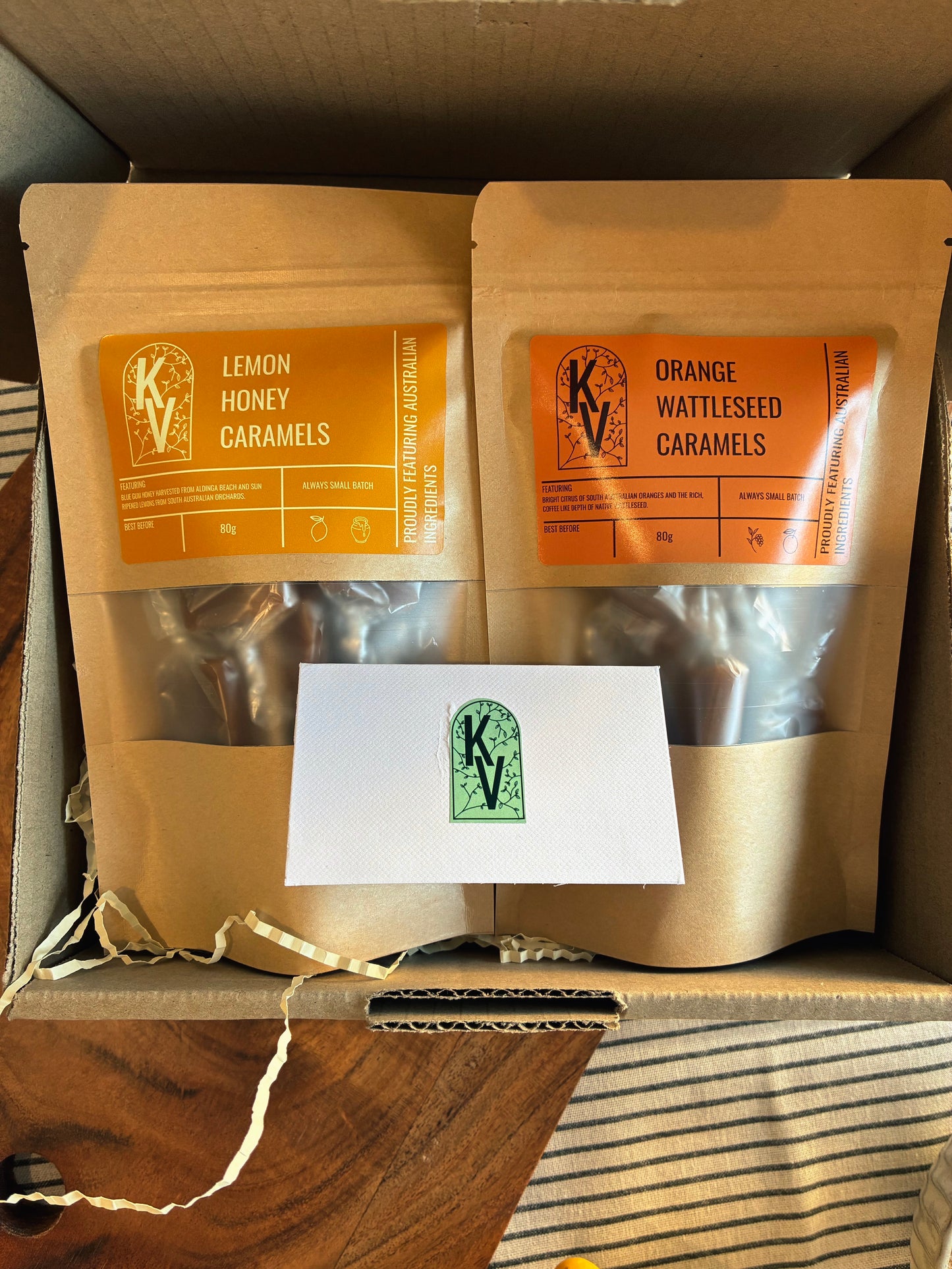 The Caramel Box — Lemon Honey Caramels & Orange Wattleseed Caramels