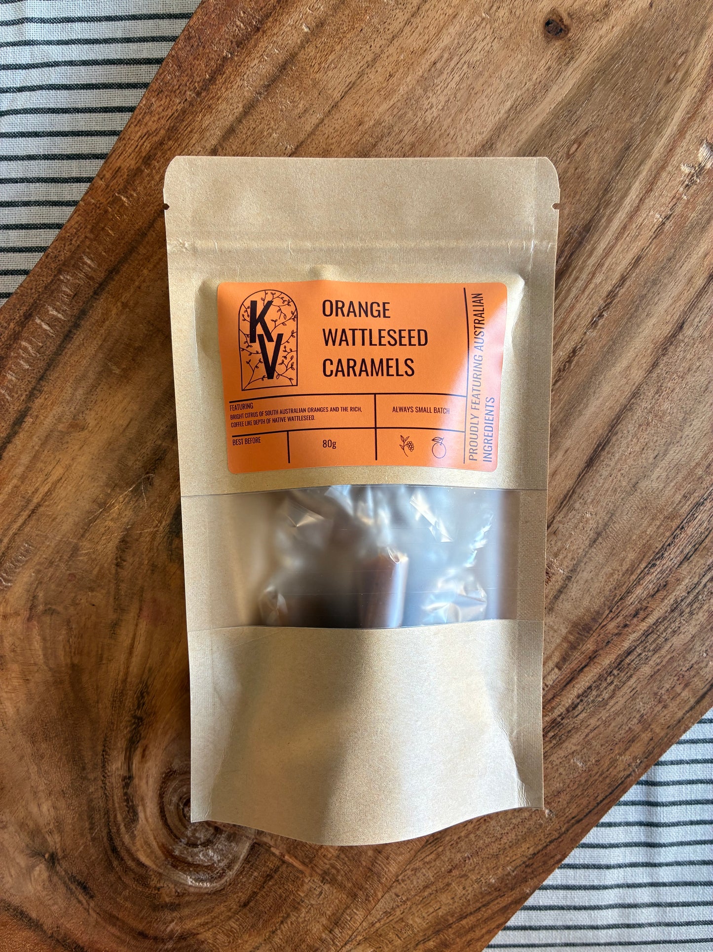 The Caramel Box — Lemon Honey Caramels & Orange Wattleseed Caramels